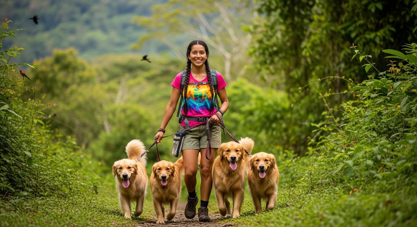 Grupo de perros socializando durante un paseo