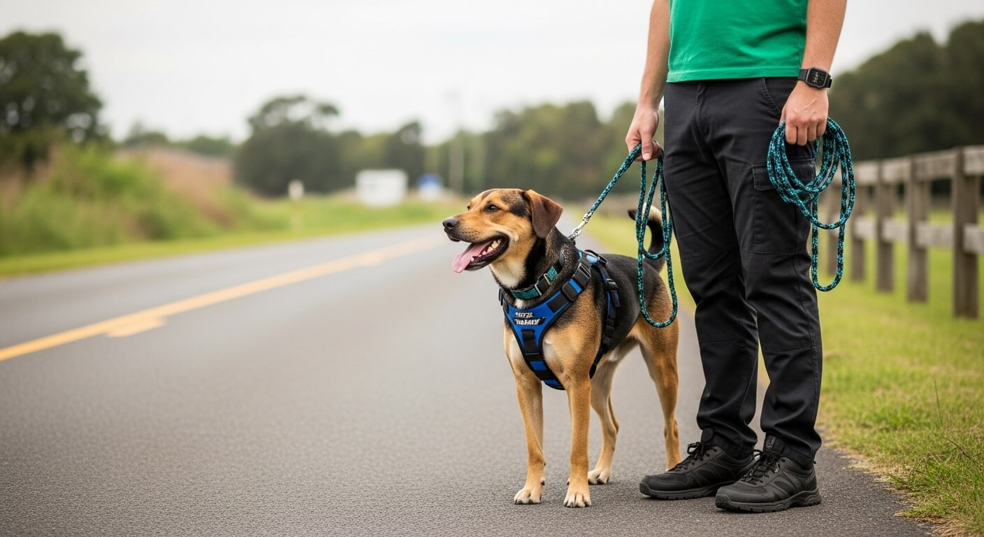 Paseador de perros profesional con un can