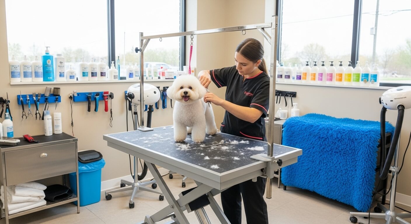 Mascota con corte de pelo estilizado y profesional